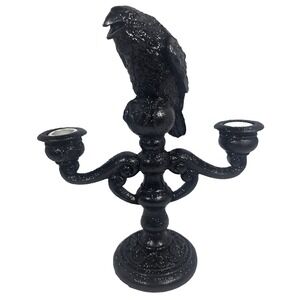 Well Dressed Home Raven Candelabra Black Glitter Halloween Gothic Decor New